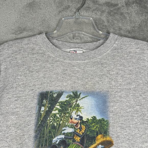 Disney Shirt Mens Large Gray Hawaii Mickey Goofy Donald Pluto Nostalgic Vintage - Picture 4 of 10